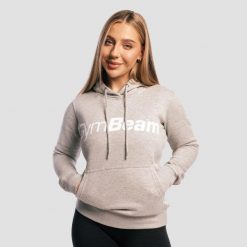 Bluza damska fitness z kapturem regular Athlete Grey. Szare bluzy damskie GYMBEAM, m, bez wzorów, z bawełny, klasyczne, bez ramiączek, z kapturem. Za 83.90 zł.