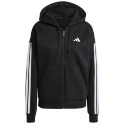 Damska polarowa bluza z kapturem na zamek adidas Essentials 3-Stripes. Czarne bluzy damskie Adidas, na zimę, l, z aplikacjami, z materiału, eleganckie, bez ramiączek, z kapturem. Za 291.70 zł.