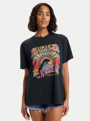 Roxy T-Shirt ERJZT06023 Czarny Regular Fit. Czarne t-shirty damskie Roxy, m, bez wzorów, z bawełny, bez kołnierzyka, bez ramiączek. Za 159.99 zł.