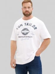 Męska Koszulka Tom Tailor Plus Logo Tee White 1039944 20000. Białe t-shirty męskie Tom Tailor, m, bez wzorów, bez kołnierzyka, bez ramiączek. Za 69.99 zł.