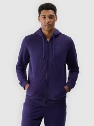 4F Bluza dresowa rozpinana z kapturem męska - granatowa L. Niebieskie bluzy sportowe męskie 4F, l, bez wzorów, z bawełny, z kapturem. Za 169.99 zł.