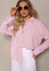Różowa Klasyczna Koszula z Wiskozy i Lnu Vistar. Czerwone koszule damskie Renee, l, bez wzorów, z jeansu, eleganckie, bez kołnierzyka, bez ramiączek. Za 89.99 zł.