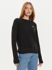Guess Jeans Sweter W4BR08 Z3HM1 Czarny Regular Fit. Czarne swetry nierozpinane damskie Guess Jeans, xs, z aplikacjami, z bawełny, bez kołnierzyka, bez ramiączek. Za 219.99 zł.