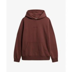Bluza z kapturem i mikro logo Superdry. Brązowe bluzy sportowe męskie Superdry, m, bez wzorów, z kapturem. Za 342.35 zł.