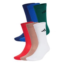 Skarpety Cushioned Crew 6 Pairs. Czerwone skarpetki damskie Adidas, bez wzorów, z bawełny. Za 124.00 zł.