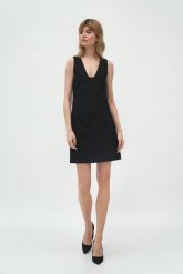 Mini Sukienka bez Rękawów - Czarna. Czarne sukienki damskie Nife, s, bez wzorów, z materiału, wizytowe, bez kołnierzyka, bez ramiączek, mini. Za 249.90 zł.