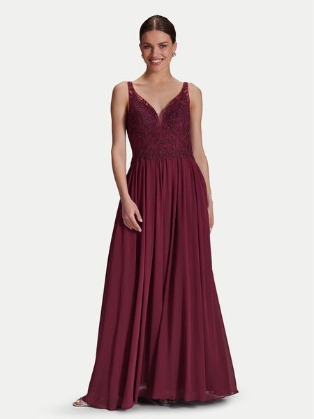 Hey Kyla Sukienka wieczorowa 5AI070HK Bordowy Regular Fit. Czerwone sukienki damskie Hey Kyla, bez wzorów, z syntetyku, wizytowe, bez kołnierzyka, bez ramiączek. Za 509.99 zł.