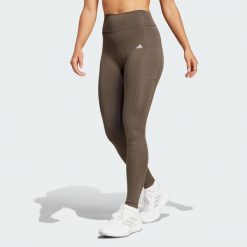 Legginsy Optime Full-Length. Zielone legginsy damskie Adidas, bez wzorów, z materiału. Za 279.00 zł.