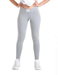 Błyszczące legginsy damskie. Szare legginsy damskie LEONE 1947 APPAREL, bez wzorów, z bawełny. Za 42.06 zł.