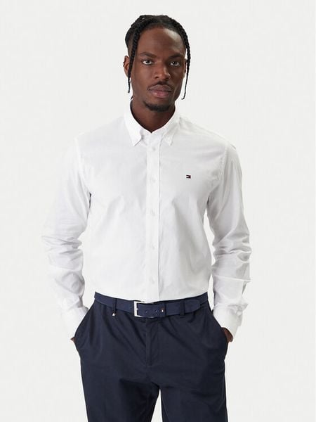 Tommy Hilfiger Koszula MW0MW40529 Biały Regular Fit. Białe koszule męskie Tommy Hilfiger, m, bez wzorów, z bawełny, bez kołnierzyka, bez ramiączek. Za 369.99 zł.