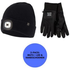 Zestaw czapka i rękawiczki męskie + LED termoutwardzalne. Czarne rękawiczki męskie HEAT KEEPER, na zimę, bez wzorów, z poliamidu. Za 181.54 zł.