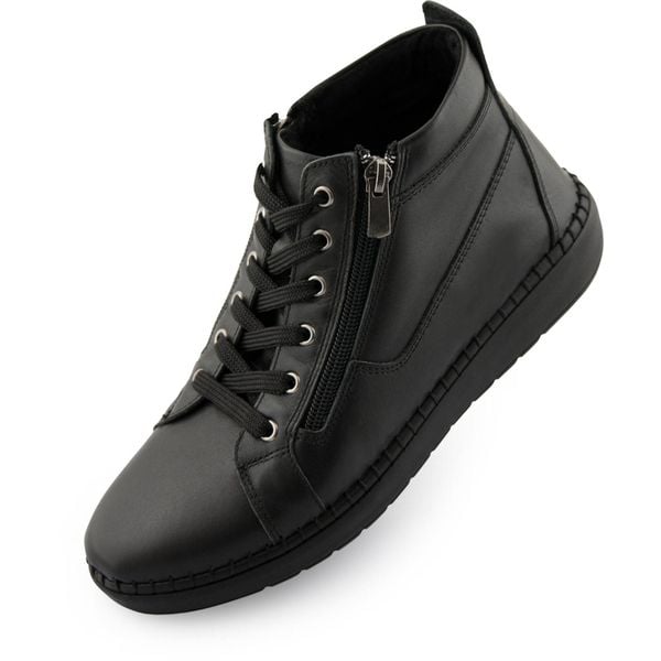 Eleganckie skórzane trampki dla kobiet Nell 7026 czarne - Styl i komfort. Czarne trampki i tenisówki damskie ENELL, bez wzorów, bez zapięcia. Za 344.99 zł.