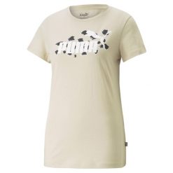 Koszulka treningowa damska Puma Ess Animal. Białe bluzki damskie Puma, l, bez wzorów, sportowe, bez kołnierzyka, bez ramiączek. Za 209.99 zł.
