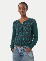 Tommy Jeans Kardigan Essential DW0DW23363 Zielony ciemny Regular Fit. Zielone kardigany damskie Tommy Jeans, xs, bez wzorów, z bawełny, bez kołnierzyka. Za 409.99 zł.