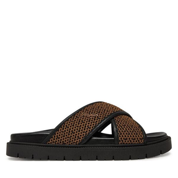 Klapki Max Mara Beachwear. Brązowe klapki damskie Max Mara Beachwear, bez wzorów, bez obcasa, bez zapięcia. Za 629.99 zł.