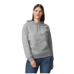 Bluza Z Kapturem Dla Dorosłych Unisex Softstyle Fleece Midweight. Szare bluzy męskie GILDAN, m, bez wzorów, bez ramiączek, z kapturem. Za 146.99 zł.