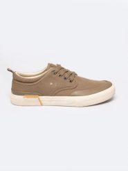 Trampki męskie niskie khaki RR174064 303. Zielone trampki męskie BIG STAR, bez wzorów, z materiału, eleganckie, bez zapięcia. W wyprzedaży za 119.99 zł.
