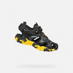 Sandały GEOX J BOREALIS B Czarny. Czarne sandały męskie Geox, na lato, bez wzorów, z syntetyku, bez zapięcia. Za 264.99 zł.
