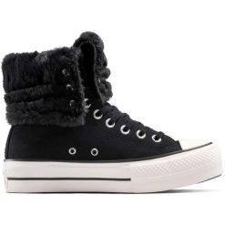Buty sportowe Converse Chuck Taylor All Star Fold Over Lift Platform. Czarne buty sportowe męskie Converse, bez wzorów, z zamszu, bez zapięcia, na fitness i siłownię. Za 690.00 zł.