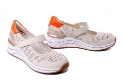 Rieker Remonte D0T21-81 white combination, półbuty damskie. Czarne półbuty damskie Solo, bez wzorów, ze skóry, bez obcasa, na koturnie, bez zapięcia. Za 304.90 zł.