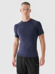 4F Koszulka treningowa bezszwowa szybkoschnąca męska 4F x Robert Lewandowski - granatowa L/XL. Szare koszulki sportowe męskie 4F, l, bez wzorów, z dzianiny, bez ramiączek, na fitness i siłownię. W wyprzedaży za 79.99 zł.