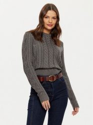 Guess Jeans Sweter W4BR13 Z3HN2 Szary Regular Fit. Szare swetry nierozpinane damskie Guess Jeans, m, z aplikacjami, z jeansu, bez kołnierzyka, bez ramiączek. Za 309.99 zł.