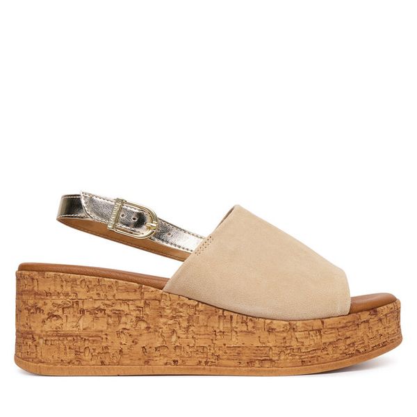Sandały Tamaris. Brązowe sandały damskie Tamaris, bez wzorów, bez obcasa, na koturnie, bez zapięcia. Za 246.99 zł.