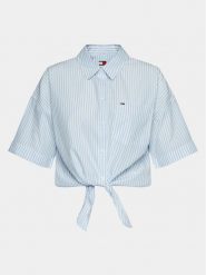 Tommy Jeans Koszula DW0DW17809 Błękitny Relaxed Fit. Niebieskie koszule damskie Tommy Jeans, s, bez wzorów, z bawełny, bez kołnierzyka, bez ramiączek. Za 349.00 zł.