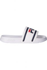 Klapki damskie Fila Morro Bay Slipper 20. Białe klapki damskie Fila, bez wzorów, z materiału, eleganckie, bez obcasa, bez zapięcia. Za 143.50 zł.