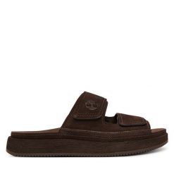 Klapki Timberland. Brązowe klapki męskie Timberland, bez wzorów, bez zapięcia. Za 399.99 zł.