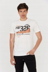 AERONAUTICA MILITARE Biały t-shirt męski. Białe t-shirty męskie Aeronautica Militare, m, bez wzorów, bez kołnierzyka, bez ramiączek. W wyprzedaży za 299.99 zł.