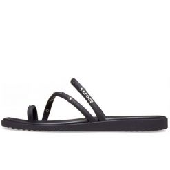 Sandały Crocs Z Pętelką Na Palec I Ćwiekami Damskie. Czarne sandały damskie Crocs, bez wzorów, z materiału, bez obcasa, bez zapięcia. Za 291.99 zł.
