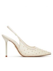 Aldo Sandały Pearlescent 13967481 Biały. Białe sandały damskie Aldo, bez wzorów, z materiału, bez obcasa, na szpilce, bez zapięcia. Za 439.99 zł.