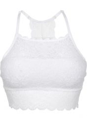 Biustonosz bustier z rozciągliwej koronki. Białe biustonosze bonprix, bez wzorów, z koronki. Za 67.99 zł.