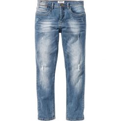 Dżinsy ze stretchem Slim Fit Straight bonprix niebieski "used". Niebieskie jeansy męskie bonprix, z jeansu. Za 109.99 zł.
