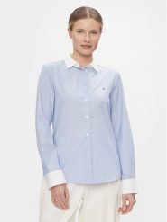 Tommy Hilfiger Koszula Fill A Fill Regular Shirt WW0WW40531 Błękitny Slim Fit. Niebieskie koszule damskie Tommy Hilfiger, bez wzorów, z bawełny, bez kołnierzyka, bez ramiączek. Za 839.99 zł.