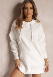 Biała Bluza z Kapturem Foss. Białe bluzy damskie Renee, m, bez wzorów, z dzianiny, casualowe, bez ramiączek, z kapturem. Za 69.99 zł.