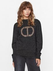 TWINSET Sweter 232TT3203 Czarny Regular Fit. Czarne swetry nierozpinane damskie Twinset, s, bez wzorów, z wełny, bez kołnierzyka, bez ramiączek. Za 1,029.00 zł.