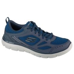 Buty treningowe męskie, Summits-South Rim. Niebieskie buty sportowe męskie Skechers, bez wzorów, z materiału, bez zapięcia, trekkingowe. Za 229.99 zł.