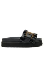 Versace Jeans Couture Klapki 78VA3SM5 Czarny. Czarne klapki damskie Versace Jeans Couture, bez wzorów, z jeansu, bez obcasa, bez zapięcia. Za 819.99 zł.
