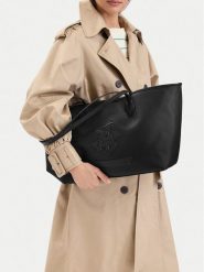Beverly Hills Polo Club Torebka CWBEO-BHPC-L-006-10 Czarny. Czarne shopperki damskie Beverly Hills Polo Club, bez wzorów, ze skóry, bez dodatków. Za 229.99 zł.