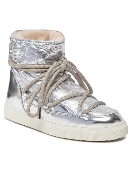 Inuikii Śniegowce Bomber Star 75202-068 Srebrny. Szare śniegowce damskie Inuikii, ze skóry, bez zapięcia. Za 889.99 zł.