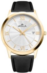 Zegarek męski Appella L12005.1263Q czarny. Czarne zegarki męskie Appella, bez wzorów. Za 1,240.00 zł.