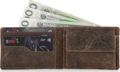 Belveder Mały Portfel Męski Skórzany Zamsz Brąz BW28. Portfele męskie Belveder, bez wzorów, z zamszu. Za 129.90 zł.