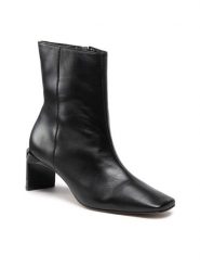 Simple Botki SL-04-02-000101 Czarny. Czarne botki damskie SIMPLE, bez wzorów, ze skóry, bez obcasa, na słupku, bez zapięcia. Za 479.99 zł.