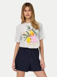 ONLY T-Shirt Bilins 15320615 Biały Regular Fit. Białe t-shirty damskie ONLY, l, bez wzorów, z bawełny, bez kołnierzyka, bez ramiączek. Za 59.99 zł.