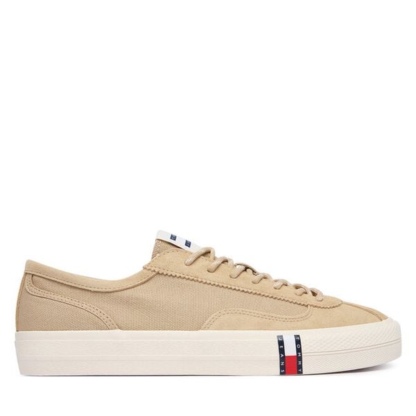 Tenisówki Tommy Jeans. Brązowe trampki męskie Tommy Jeans, bez wzorów, z jeansu, bez zapięcia. Za 261.99 zł.