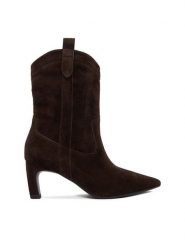 GINO ROSSI Botki EO-ZARA-LT2546 Brązowy. Brązowe botki damskie Gino Rossi, bez wzorów, ze skóry, bez obcasa, na słupku, bez zapięcia. Za 329.99 zł.