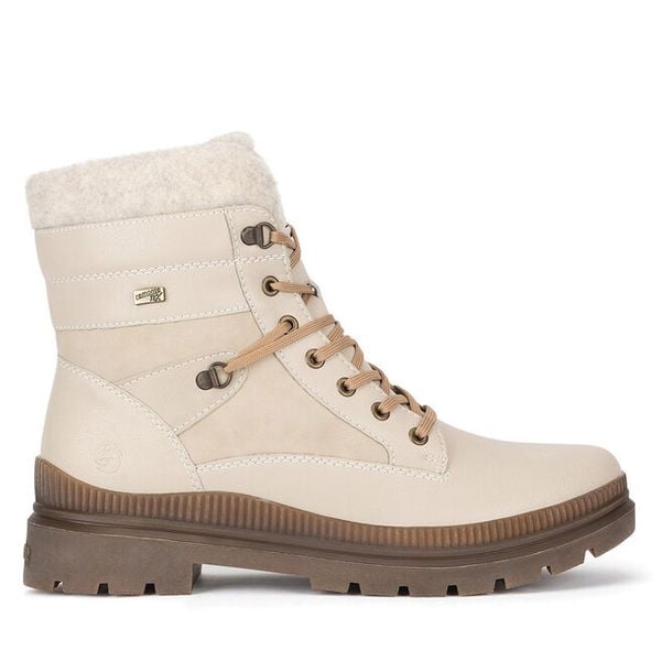 Trzewiki Remonte. Brązowe botki damskie Remonte, bez wzorów, bez obcasa, na płaskiej podeszwie, bez zapięcia. Za 399.00 zł.