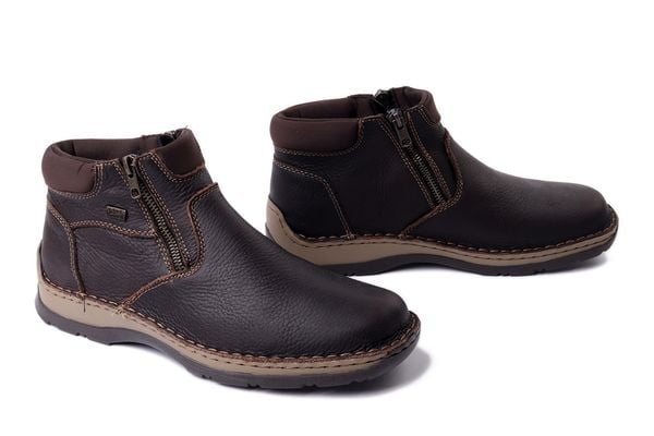 RIEKER TEX 05362-25 brown, botki męskie. Brązowe botki męskie Rieker, bez wzorów, z wełny, bez obcasa, bez zapięcia. Za 439.90 zł.